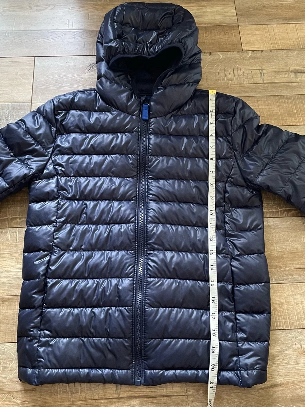 Primary Kids Size 10 Navy Blue Hooded Puffer Jacket Lightweight Packable Coat